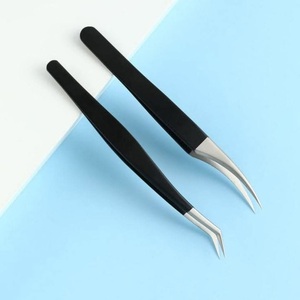 Pinzas de precisión para pestañas, punta curva de acero inoxidable, superficie lisa para extensión de pestañas - Product Image 4