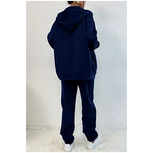 Customized Eco-Friendly Women's Sweat Pants Hoodie 2-Piece Tracksuit Set Sexy Long Sleeve <b>Crop</b> Hoodie <b>Jogger</b> Pants Matching Set - Product Image 3