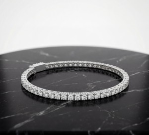 Pulsera de tenis clásica redonda de plata con diamantes cultivados en laboratorio, plata 925, joyería fina elegante y lujosa, regalo para mujer, boda, fiesta - Product Image 5