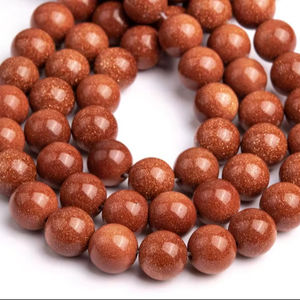 ลูกปัดหินโกลด์สโตนสีน้ำตาลสำหรับทำเครื่องประดับ สร้อยข้อมือ สร้อยคอ งานฝีมือ DIY หินธรรมชาติประกายวิบวับ - Product Image 1