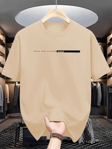 Camiseta de manga corta para hombre con estampado Face The Future, corte regular, cuello redondo, estilo casual, jersey blanco, logotipo frontal de algodón - Product Image 3