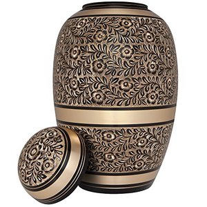 Prestige Brass Adult Funeral Ashes Urn Cremation <b>Memorial</b> <b>Keepsake</b> Holder Crafted With Decorative Fine Detailing - Product Image 3