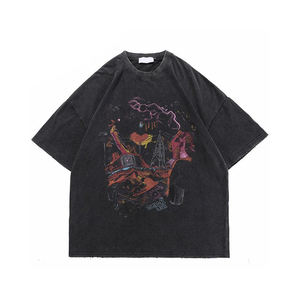 Men's Oversized T-Shirt Acid Washed Short Sleeve with Custom Logo Printed Drop Shoulder <b>Design</b> - Product Image 6