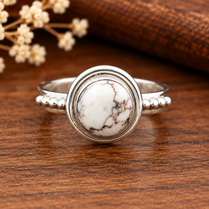 Wild Horse <b>Turquoise</b> Round Handmade Silver <b>Ring</b> Western Boho Statement Gemstone Jewelry Fashion <b>Ring</b> for Women Wholesale - Product Image 5