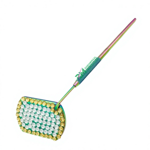Multi Plasma Color <b>Square</b> Shape Eyelash Extension <b>Mirror</b> And White And Golden Stone And Diamond Grip Handle Lash <b>Mirror</b> - Product Image 1