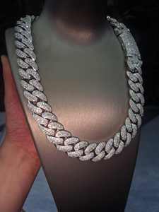 Collier chaîne cubaine glacée en moissanite, bijoux hip-hop bling, vente en gros, pour hommes et femmes, plaqué or 14 carats, certifié IGI, argent et or - Product Image 4