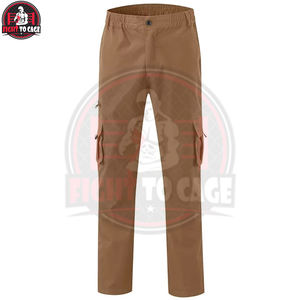 Pantalones Casuales para Hombre de Diseño Propio, Corte Recto Holgado, Cintura Elástica, Ajuste Relajado, Pierna Recta, Bolsillos, Lona 100% Algodón, Color Caqui, Calidad Premium - Product Image 6