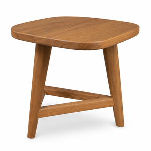 Mesa de Comedor Moderna Escandinava de Madera de Teca Sólida, Cuadrada y Redondeada, con Base Escultural de Tres Patas para Villa - Product Image 1