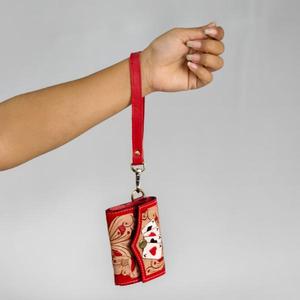 Cartera de Cuero Genuino Hecha a Mano para Mujer, Tarjetero Vintage con Cierre de Botón, Diseño de Dibujos Animados Rojos, Corta, para Uso Diario - Product Image 2