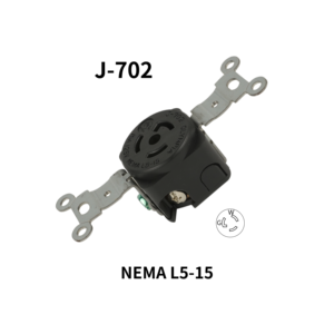 Prise industrielle robuste Hubbell compatible NEMA L5-15R à verrouillage par torsion J-702 15A 125V CUL REACH pour une alimentation stable - Product Image 1