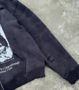 Oversized Hoodie <b>Men</b> Custom Distressed Zip up Hoodie Cropped Stone Vintage Wash <b>Men</b> Printed Hoodies - Product Image 4