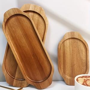 Ensemble de plateaux élégants en bois pour le rangement et le service, bords courbes lisses, design empilable, idéal pour les collations, le café, les desserts, la décoration de la maison - Product Image 4