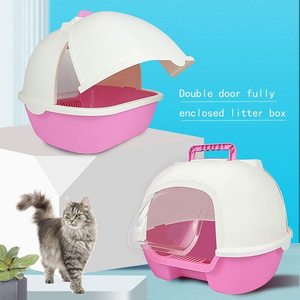 <span class=keywords><strong>Bac</strong></span> à litière pour chat à <span class=keywords><strong>double</strong></span> porte, grande capacité, avec poubelle optionnelle, 75 L, en PP, facile à nettoyer, anti-éclaboussures, multicolore - Product Image 5