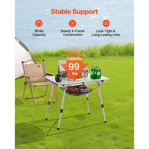 Tavolo da esterno pieghevole portatile in alluminio per campeggio e picnic con Design a strati in Mesh Roll-up - Product Image 3