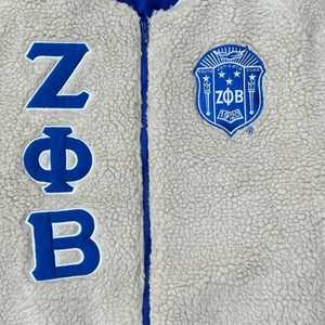 Zeta Phi Beta Sherpa Bomber <b>Jacket</b> Women Fleece <b>Zip</b> <b>Up</b> <b>Jacket</b> Warm Winter Coat Greek Sorority Stylish Casual Outfit - Product Image 6