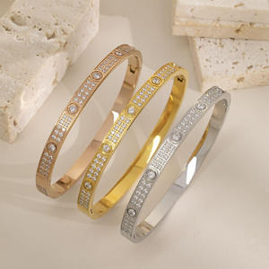 Premium Quality Luxury <b>Gold</b> Plated Natural Emerald Cut Iced Diamond Certified <b>Bangle</b> for Party Special Occasions Available for - Product Image 2