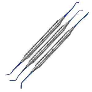 3 ชิ้น วูดสัน # 1 # 2 # ชุดอุปกรณ์เติมวัสดุพลาสติก 3 ชิ้น ขนาด 7 นิ้ว ปลายเคลือบไทเทเนียมสีน้ำเงิน แบบสองด้าน สำหรับงานบูรณะฟันด้วยวัสดุคอมโพสิต - Product Image 1