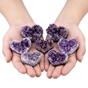 Beautiful Amethyst Heart Druzy <b>Cluster</b> Polished <b>Crystal</b> Geode Decor Love Theme Valentine's Day Gift Collection - Product Image 2