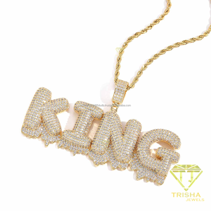 สร้อยคอจี้รูปตัวอักษร KING แบบสั่งทำพิเศษ ชุบทอง ประดับเพชร สไตล์ฮิปฮอป - Product Image 1