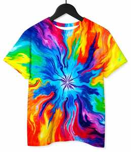 Men's Rainbow for Print Short Sleeve O-Neck T-Shirt Slim Fit <b>Knitted</b> Sporty Style 100% Cotton Eco-Friendly 180g - Product Image 4