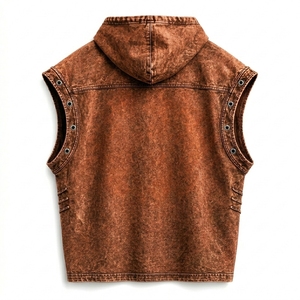 Chaleco sin mangas con capucha para hombre, diseño gráfico gótico, lavado desgastado, transpirable, de secado rápido, estilo casual urbano, camiseta sin mangas de verano - Product Image 3