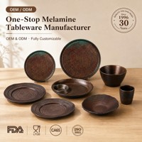 Assiette ronde A5 en mélamine 22 cm à motif ondulé, design rustique bronze pour restaurant japonais moderne, vente en gros