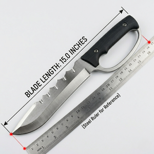 Arwin Enterprises Arwin-B-2 Cuchillo Bowie de Acero de Damasco Hecho a Mano, DIY OEM, Punta Clip, Grosor de 0.5mm, Mango de Cuerno de Búfalo - Product Image 1