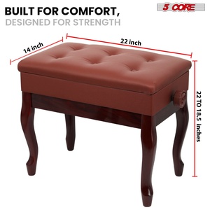 Heavy Duty Adjustable Piano <b>Bench</b> with 3" <b>Padded</b> Cushion and Storage Wooden Musician Stool - Product Image 5