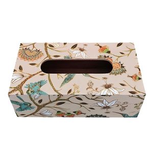 Luxury Modern Printed Wooden <b>Tissue</b> Box & Napkin Organizer with Floral Bird <b>Pattern</b> Durable for Home Dining Room - Product Image 1