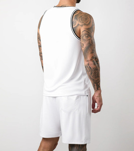 OEM Custom Men’s <b>White</b> Tank Top and Shorts <b>Set</b>- <b>2</b> <b>Piece</b> Gym Sportswear Breathable Quick-Dry Eco-Friendly Slim Fit Workout Outfit - Product Image 2