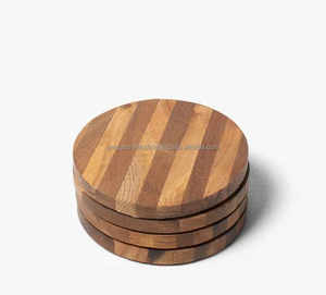 Superb Quality Handmade Wooden Walnut Coasters <b>Set</b> Unique Craft India Classic <b>Square</b> Eco-Friendly Mat/Pad Coffee Tea Kitchen - Product Image 2