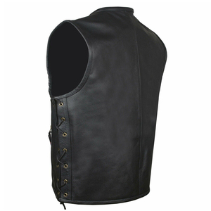 <b>Men's</b> High Quality Summer Season Motorcycle <b>Leather</b> <b>Vest</b> Windproof Waterproof Breathable Perforated Street Biker's <b>Vest</b> - Product Image 3