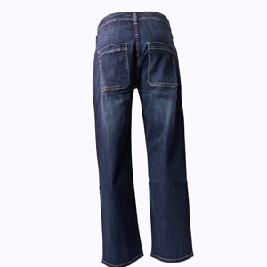 Jean droit délavé foncé pour homme, coupe classique, taille mi-haute, en denim de coton, pantalon décontracté pour l'automne - Product Image 3