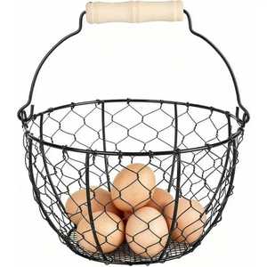 Panier de rangement rustique marron en fil métallique avec doubles poignées, panier de récolte ovale en treillis métallique, organisateur de cuisine style ferme, bac de rangement - Product Image 4