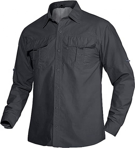 Camisa de Manga Larga para Hombre, Corte Regular, Color Sólido, Informal, para Otoño, Transpirable, 100% Algodón Tejido - Product Image 6