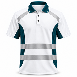 Camiseta Polo de Trabajo Personalizada con Logotipo para Hombre, Cinta Reflectante, Manga Corta, Cuello de Dos Tonos, Ropa de Trabajo, Uniforme Industrial para Almacenes y Construcción - Product Image 1