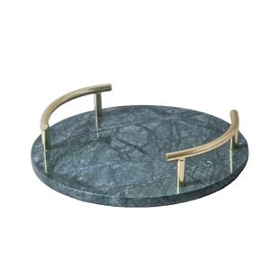 Plateau de service en marbre rond vert naturel sur mesure pour la décoration de la maison - Product Image 1