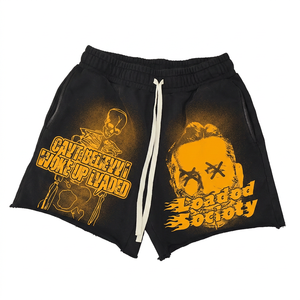Shorts Deportivos para Hombre Loaded Society, Diseño de Calavera, Cordón Ajustable, Transpirables, Color Negro con Degradado Gris - Product Image 4