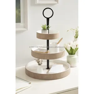แท่นวางเค้กไม้ทรงกลมสไตล์โมเดิร์นแบบฝังตามธรรมชาติขัดเงาสำหรับงานแต่งงานงานปาร์ตี้งานอีเวนท์และบรรจุภัณฑ์สำหรับจัดแสดง - Product Image 3
