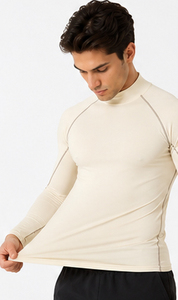 T-shirt de yoga pour homme à col montant, vêtement de sport à manches longues, t-shirt d'exercice de yoga pour homme, t-shirt de base à manches longues ajusté pour homme - Product Image 2