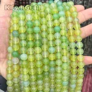 ลูกปัดหินอาเกตสีเขียวธรรมชาติขายส่ง ขนาด 6 มม. 8 มม. 10 มม. ลูกปัดอาเกตสีเขียวธรรมชาติทรงกลมเรียบสำหรับทำเครื่องประดับ - Product Image 2