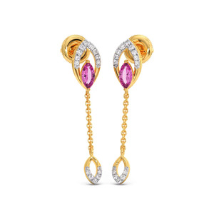 Pendientes de Cadena con Diamantes Rosados Dorados - Product Image 1