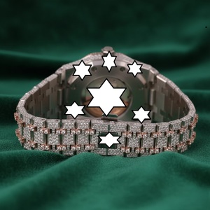 Montre de luxe édition limitée Hip Hop Moissanite avec mouvement automatique, cadran en cristal, bracelet de 20 mm, boîtier de 39 mm, en acier inoxydable, pour unisexe - Product Image 4