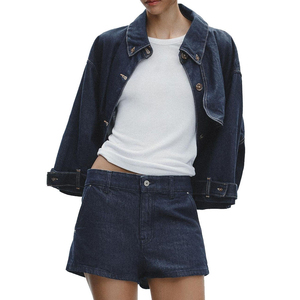 Camisa vaquera de manga larga para mujer, cuello vuelto, color liso, top informal con bolsillos, ropa de primavera - Product Image 1
