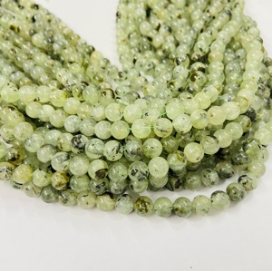 Perles rondes en préhnite naturelle de l'usine Rare Gems, 15,5 pouces, certifiées par un tiers du Rajasthan, pour la fabrication de bijoux - Product Image 4