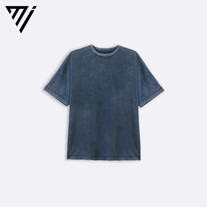 Camiseta Extra Grande para Hombre, 100% Algodón Tejido, Lavado Ácido, con Logotipo Personalizado, Estampado Digital con Patrón de Letras, OEM - Product Image 1