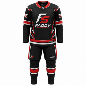 Custom Ice Hockey Uniform Set Sublimated Long Sleeve Jersey Shorts <b>Socks</b> Private Label OEM Teamwear Uniforms - Product Image 1