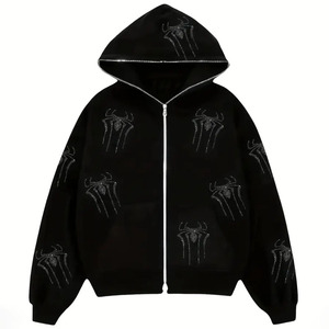 New Arrival 100%Cotton <b>Pullover</b> <b>Men</b> Rhinestone Hoodie Custom Logo OEM Service Manufacturer wholesale price <b>Men</b> Rhinestone hoodie - Product Image 1