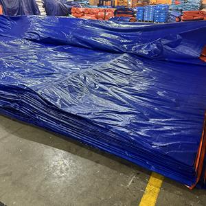 Bâche en PE durable, robuste, bleue/orange, haute résistance, grande capacité, couleurs et dimensions personnalisées, couverture imperméable - Product Image 4