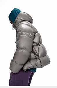 Chaqueta Acolchada con Capucha para Hombre, Resistente al Viento, Rellena de Plumón, Gruesa, Informal, para Invierno, Color Gris, Corte Regular, Cierre de Cremallera, Color Sólido - Product Image 2